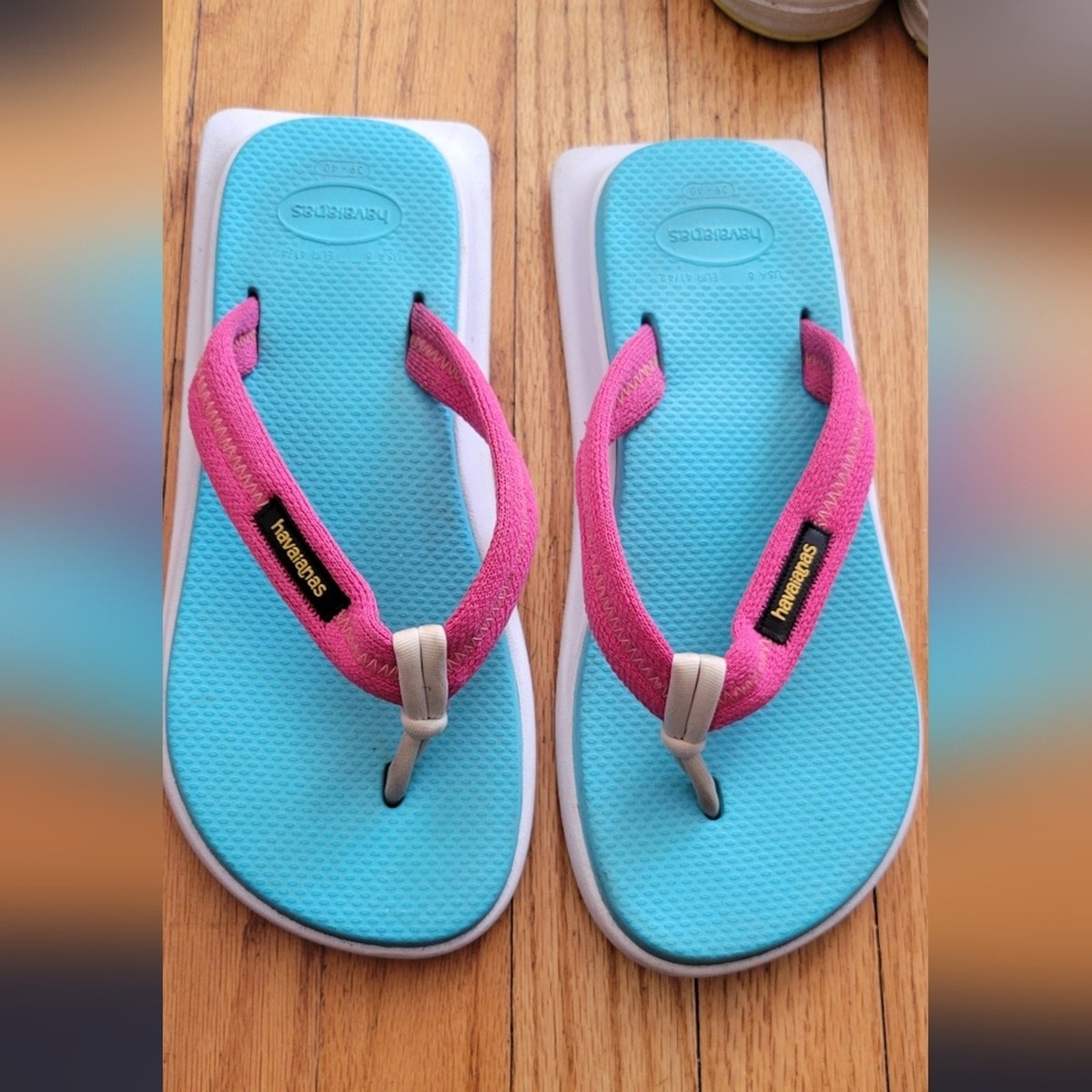 Tradi Zori Flip Flops havaianas size 8 Pink And Blue Sandals  display picture 1
