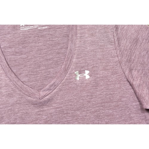 Under Armour Women's Purple T-Shirt M Polyester V Neck Loose Heatgear Gym - Bild 6 von 7