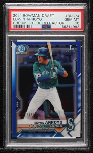 2021 Bowman Draft Chrome Blue Refractor /150 Edwin Arroyo #BDC-74 PSA 10 GEM MT