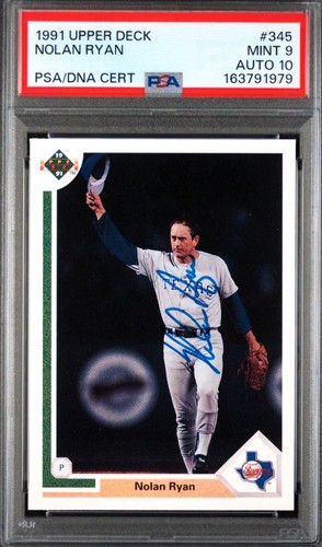 NOLAN RYAN 1991 Upper Deck #345 Signed/Autographed Card PSA 9/DNA 10