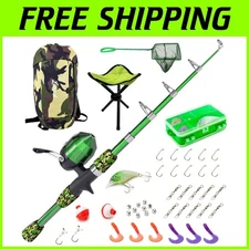 Kids Fishing Pole Set with Tackle Box & Net