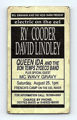 #ad #ad Electric On The Eel French#x27;s Camp Handbill Ry Cooder David Lindley Aug 25 1990 $14.99