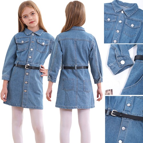 Kinder Mädchen Shirtkleid Strand Rock Langarm Kleid Schule Streetwear Tanz - Bild 2 von 21