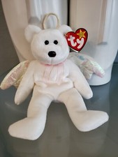 Very RARE ORIGINAL Ty Beanie Babies Halo the Angel Bear 1998. BROWN NOSE! Mint!
