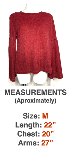 Xhilaration Glockenärmel Burgunderrot Damen Nachtwäsche Shirt Größe Medium sehr bequem - Bild 2 von 12