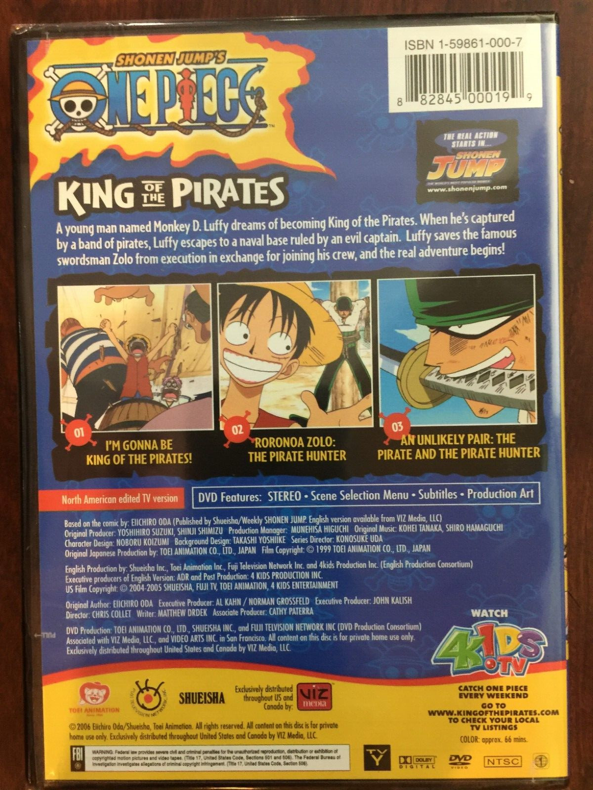One Piece - Vol. 1: King of Pirates (DVD, 2006) New, Sealed with CCG Card inside