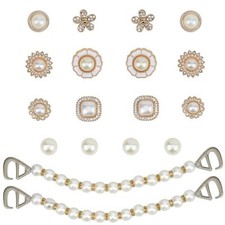 Bling Shoe Charms Pink Pearl Chains Flower Decorations for DIY Shoe Style