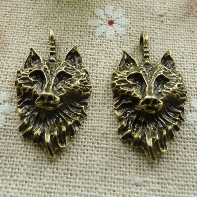 Free Ship 44 pcs Antique bronze wolf charms pendant 31x17mm L-247