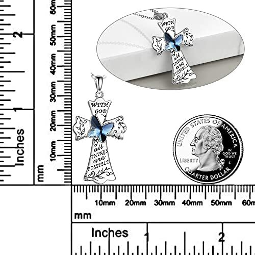Butterfly Cross Necklaces for Women 925 Sterling Silver Religious Jewelry Gifts - Bild 3 von 7