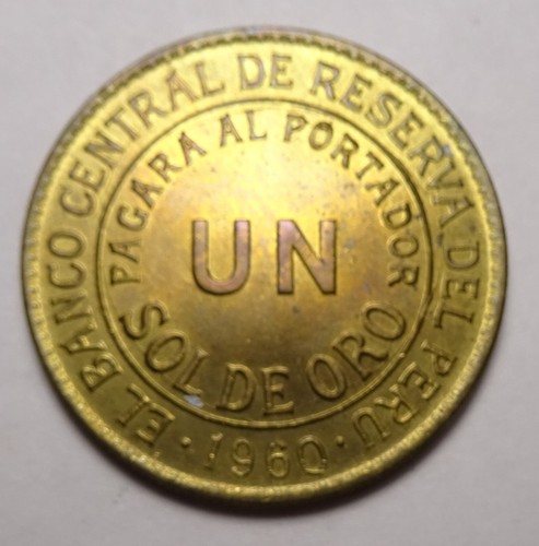 1960 Peru un sol coin - Picture 2 of 2