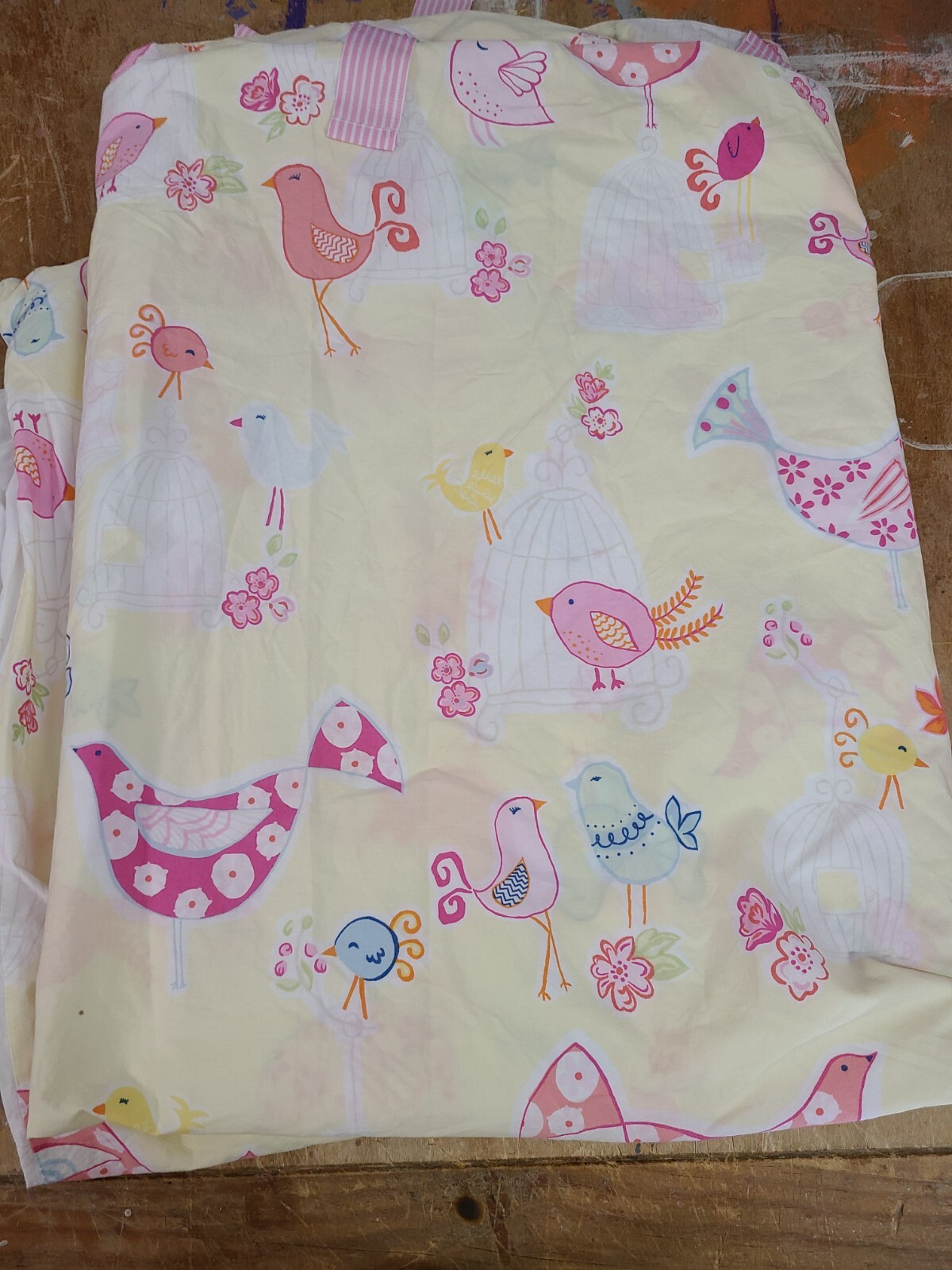 Pottery Barn Kids "Yellow Birdcages" Reversible Twin Duvet