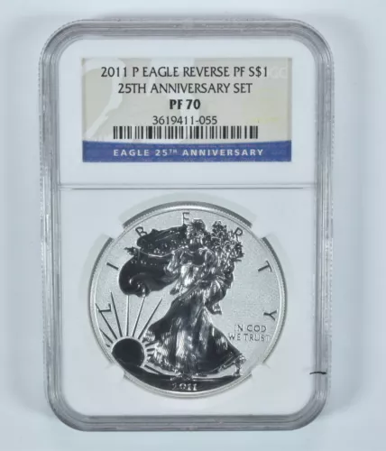 2011-P American Silver Eagle 25th Anniversary Set Reverse PF70 NGC *7030