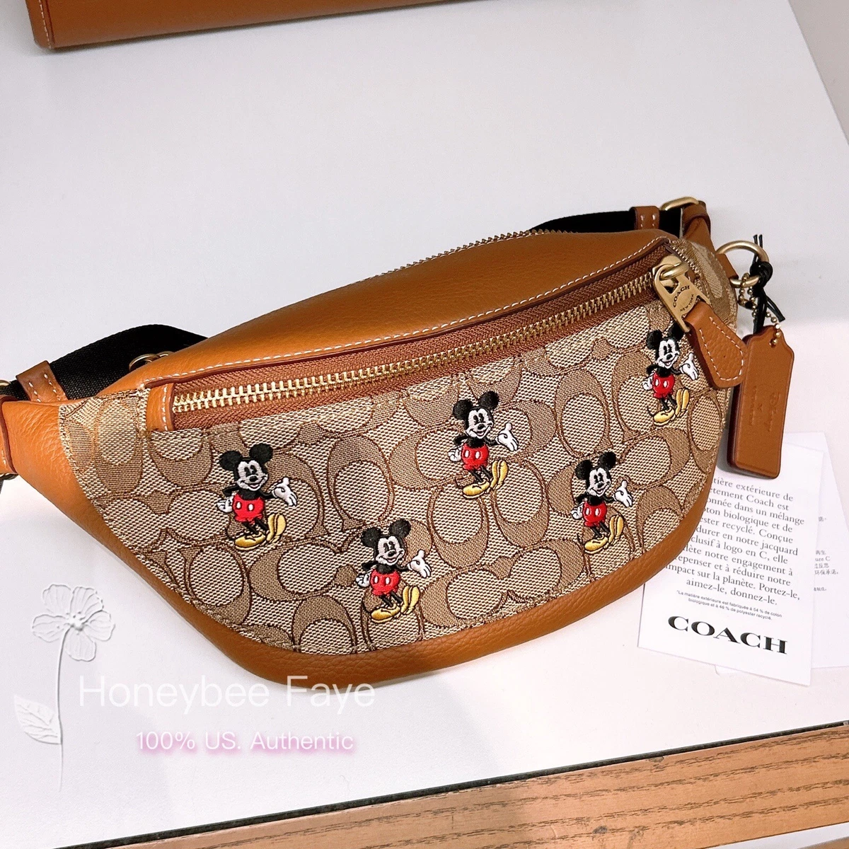 NWT Disney X Coach Warren Mini Belt Bag In Signature Jacquard With Mickey  Mouse