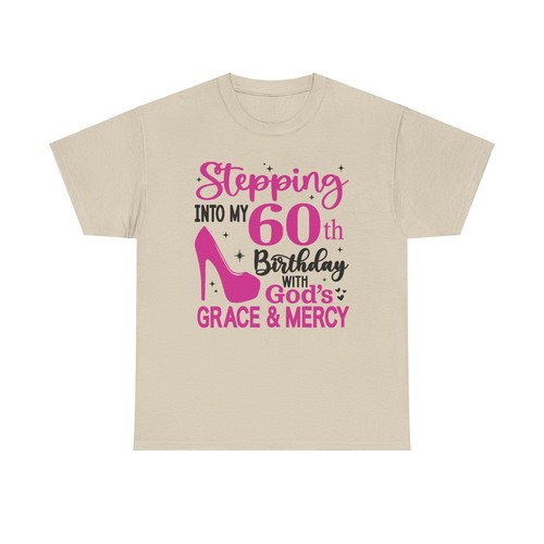 Stepping into 60th Birthday with Gods Grace & Mercy T Shirt 60th Birthday Gift - Picture 19 of 38