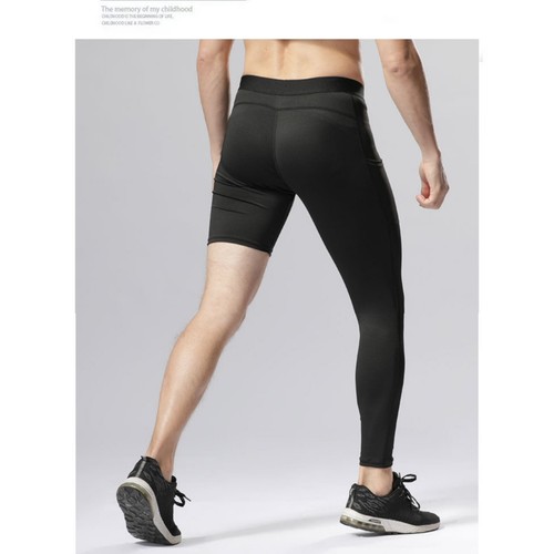 Men's Basketball Single Leg Tight Sports Pants 1/2 One Leg Compression Pants US - Picture 4 of 15