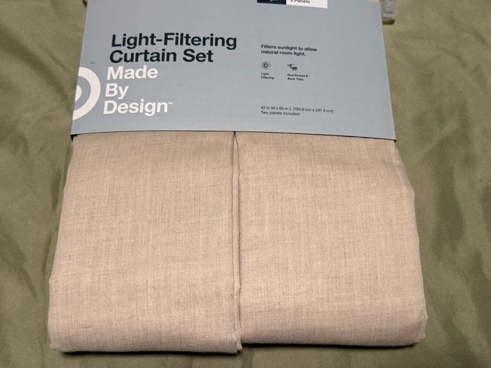 Made By Design Light Filtering Curtain Set 42” X 95” Beige