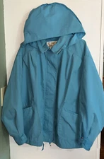 Vintage Clipper Mist Hood Jacket All Weather Londontown Corp 2X Zip Snap Teal