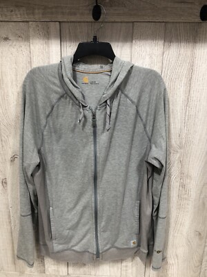 Carhartt Womens Size L 12-14 Force Zip Front Solid Hoodie Gray