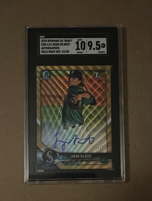 2018 Bowman Chrome Baseball 1st SGC 9.5 1st Auto /50 Logan Gilbert