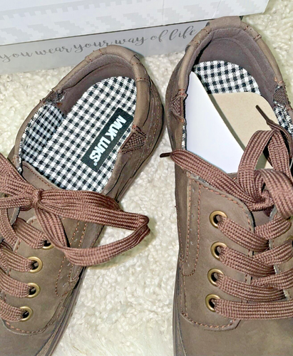 NEW MUK LUKS MENS 12 COFFEE PARKER REAL LEATHER LACE UP TIE SHOES SNEAKERS NIB - Picture 2 of 8