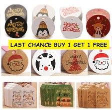 50/25 Kraft Paper MERRY CHRISTMAS Gift Hang Tags VARIOUS DESIGNS, SIZES 1426 LC