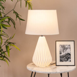 Dual Light Up Table Lamp White Ceramic Lampshade Living Room Bedroom Home Light - Picture 4 of 6