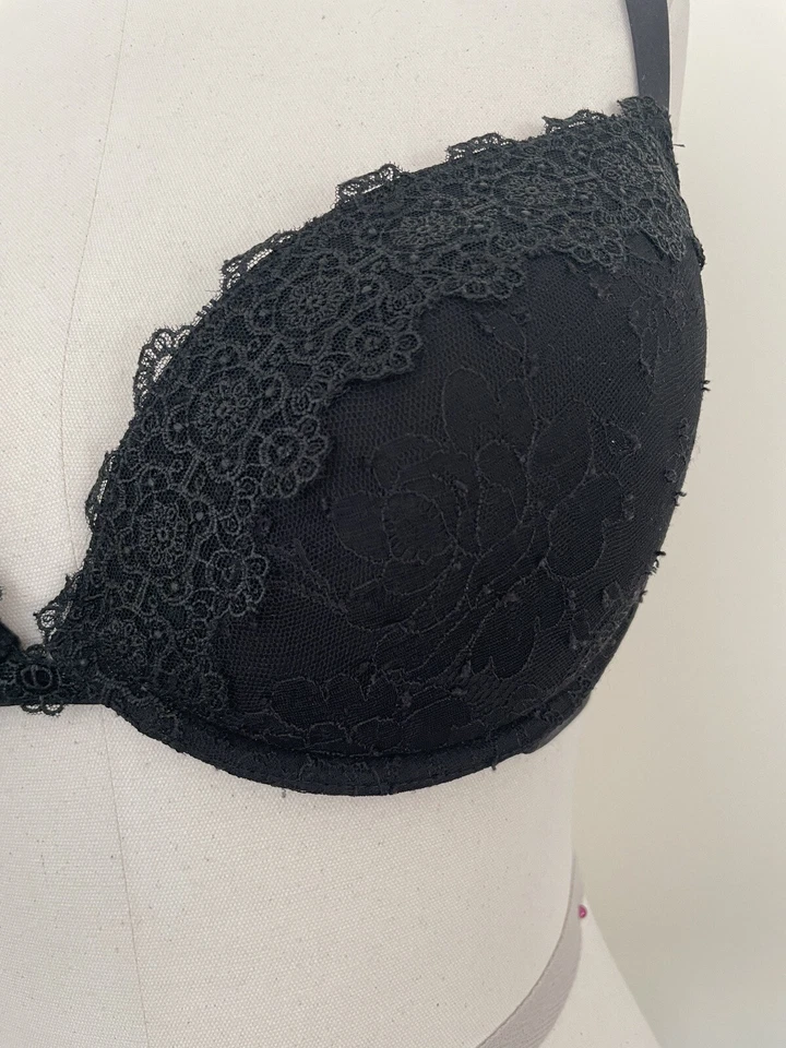 La Perla 2 размер 34D бюстгальтер черный UW кружева пуш-ап LPD90564 Италии боковые ремни - Изображение 2 из 4