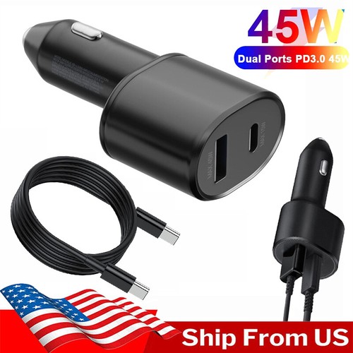 45W Dual Port Fast Charging Car Charger & Cable For Samsung S25 S24 Ultra S23 FE - 第 2/14 張圖片
