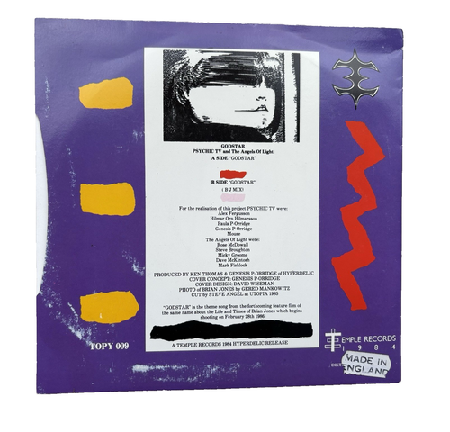 Psychic TV Godstar Temple Records Ltd. Edition 1984 UK Pressing Black Vinyl 7" - Picture 2 of 5