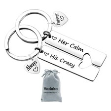 Couple Gifts for Boyfriend and Girlfriend His Crazy Her Calm Couples Keychain...