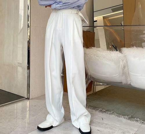 Pantalones de diseño para hombre Pantalones de moda Gran Bretaña cintura alta recta simple coreano OL - Imagen 2 de 21