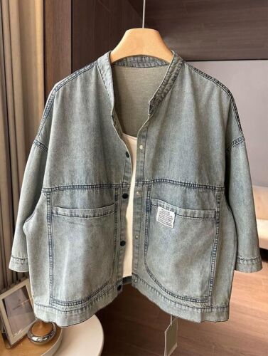 Womens Fashion Casual Coats Denim Jackets Loose Vintage Punk Big Size Outerwear - Picture 7 of 9
