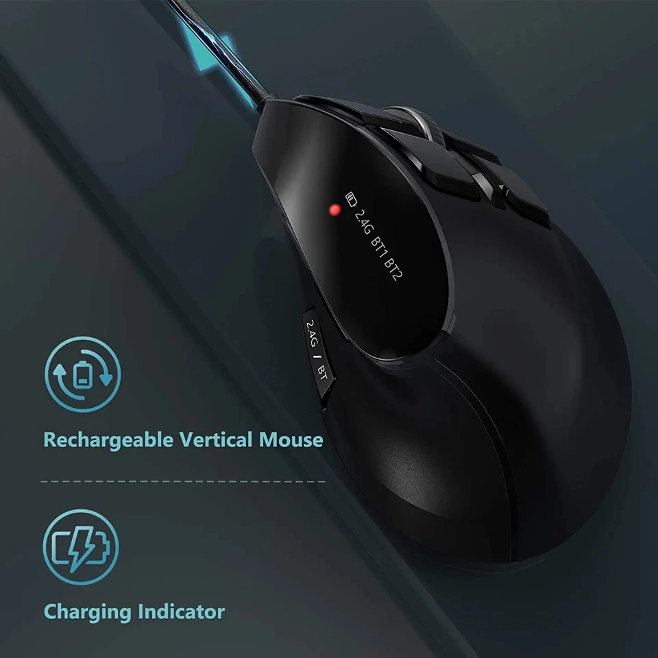Seenda Vertical Ergonomic Mouse Rechargeable BT5.0/3.0 & 2.4G Tri-Mode - Image 4 of 4