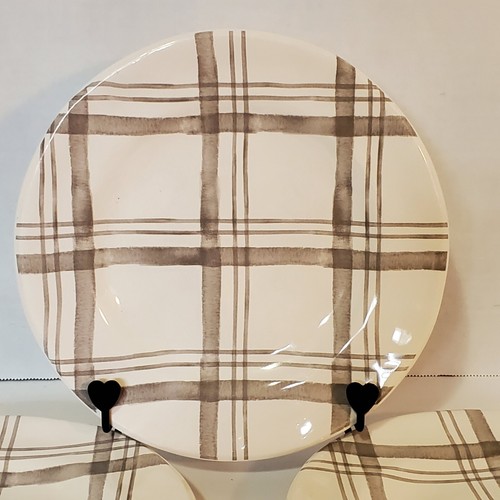 PIER 1 Ironstone Gray Plaid Salad Plates (Set of 4) 8.75” Discontinued HTF EUC - Picture 3 of 9