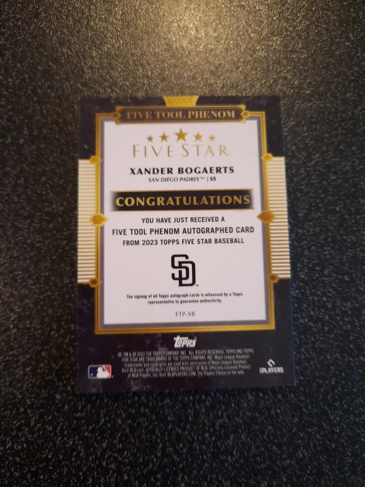 2023 Topps Five Star Xander Bogaerts Five Tool Phenom Auto #6/25 Padres - Image 2 of 2