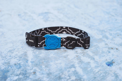 Zee.Dog Mahleb Blue Black Dog Collar | Adjustable Durable w Security Lock Buckle