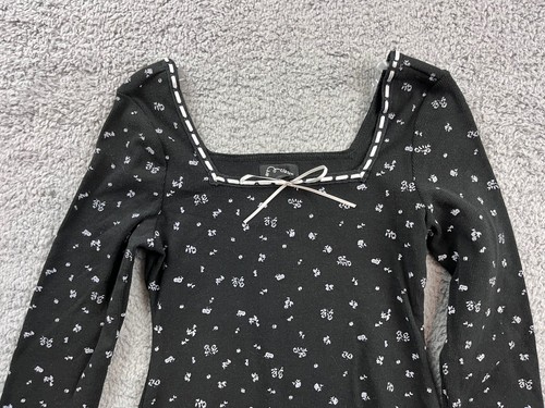Art Class Girl's Size Medium (8) Long Sleeve Square Neck Ribbed Dress Black - Picture 3 of 8
