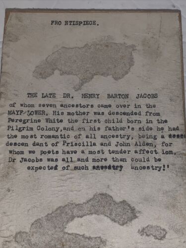 Antique 1900’s MayFlower Descendant Dr. Henry Barton Jacobs Copper Print Block - Picture 6 of 6