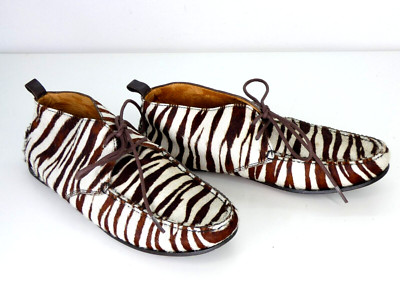 Kalbshaar Zebra Schuhe Mokassin Bootie Schnürschuhe flach ungewöhnlich US 8 M UK 5,5