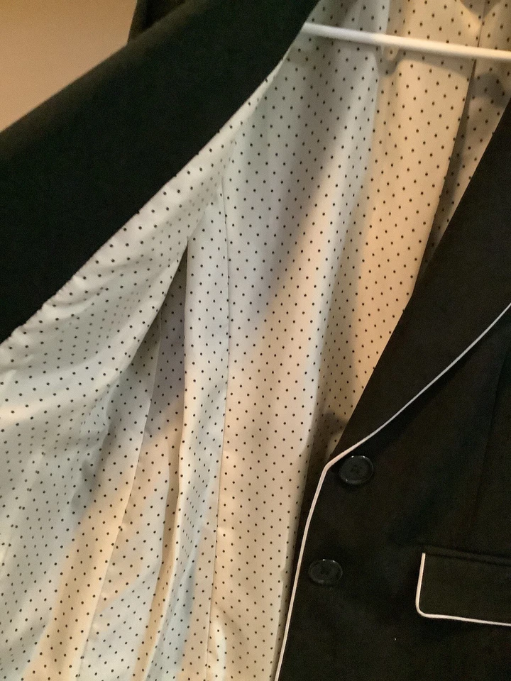 Blazer Apostrophe para mujer 8P negro blanco borde solapa pico mezcla de poli rayón nuevo sin etiquetas Foto 4 de 4