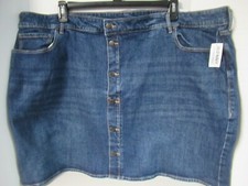 Old Navy Women  s High-Rise Button-Front Mini Jean Skirt Size 28 DARK WASH NWT