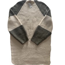 Express Sweater Dress Womens  Small White Gray Cable Pullover New