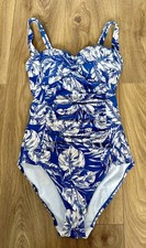 JOHN LEWIS Bahia Sweethart Blue Floral Leaf Swimsuit Swimming Costume UK 12