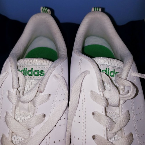 Youth Adidas White/Green VS Advantage Clean Sneakers Unisex Big Kid Shoes 3.5 - Picture 2 of 8