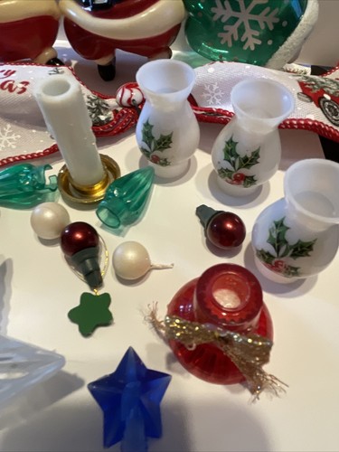 Vintage Assorted Christmas Tree Tiny Ornaments Santa’s Light Covers Star Bow - Picture 5 of 12