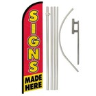 Signs Made Here Advertising Windless Banner Flag & Flag Pole Kit & Ground Spike