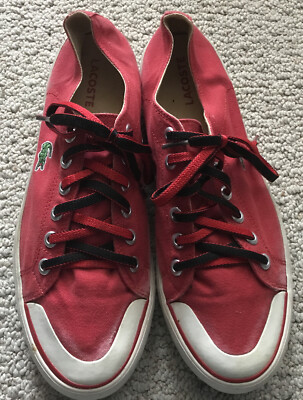 Lacoste IZOD Mens Red Canvas Low Top Sneaker Shoes Size 10.5  display picture 1