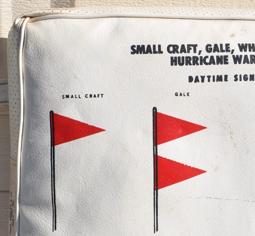 Vintage Boat Flotation Cushion Small Craft Gale Hurricane Warnings Signals Old - Picture 2 of 12