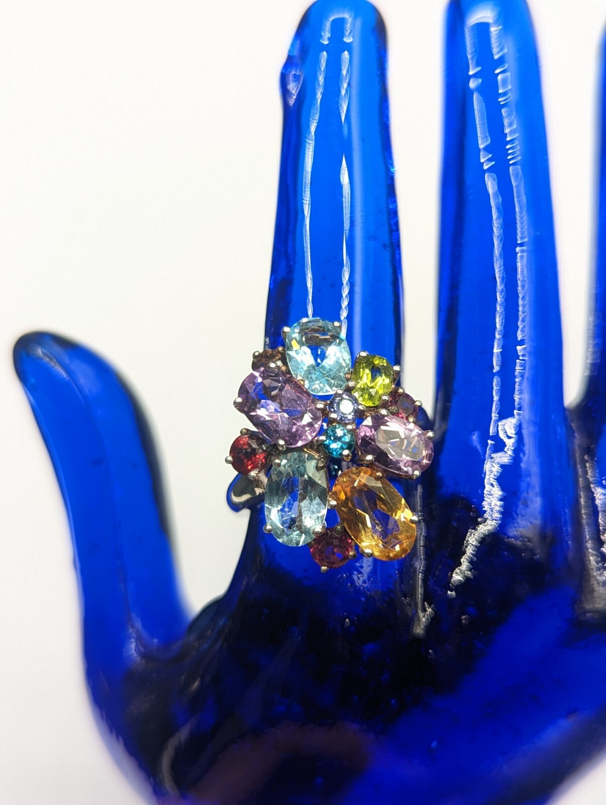 Sterling Silver 925 Multicolor Multi Gemstone Clu… - image 17