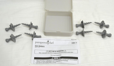 Pampered Chef CORN HOLDERS in Storage Box - 4 sets - Get a GRIP on those EARS!